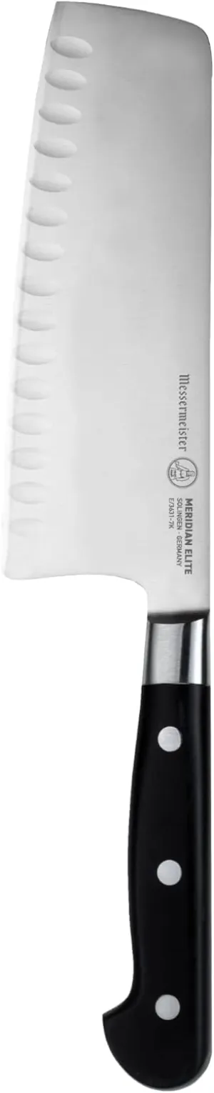 Messermeister Meridian Elite 7” Kullenschliff Vegetable Knife - Fine German Steel Alloy Blade - Rust Resistant & Easy to Maintain