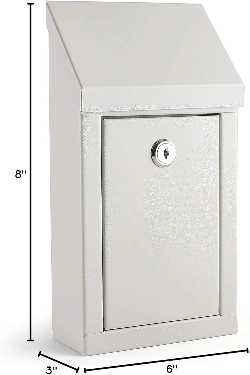 Metal Donation Box-Suggestion Box with Slot and Lock-Cash Lock Box for Money-Drop Box-Outdoor Waterproof Mailbox and Ballot Box-Comes with pre-drilled Holes for Easy Wall mounting 10 X 6 X 2.5(White)