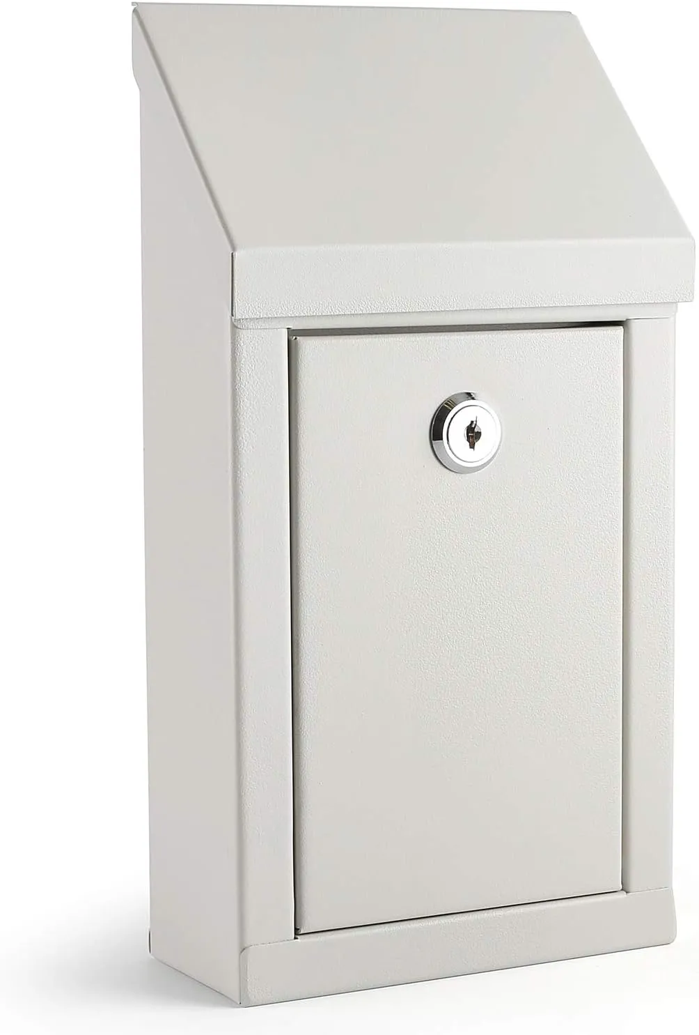 Metal Donation Box-Suggestion Box with Slot and Lock-Cash Lock Box for Money-Drop Box-Outdoor Waterproof Mailbox and Ballot Box-Comes with pre-drilled Holes for Easy Wall mounting 10 X 6 X 2.5(White)