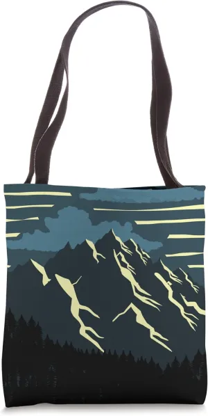 Midwest Mountains Trees Vintage Nature Outdoor Abstract Art Tote Bag