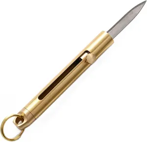 Mini Knife Multi-function Portable EDC Bolt Knife Practical Brass Pocket Knife (Gold)