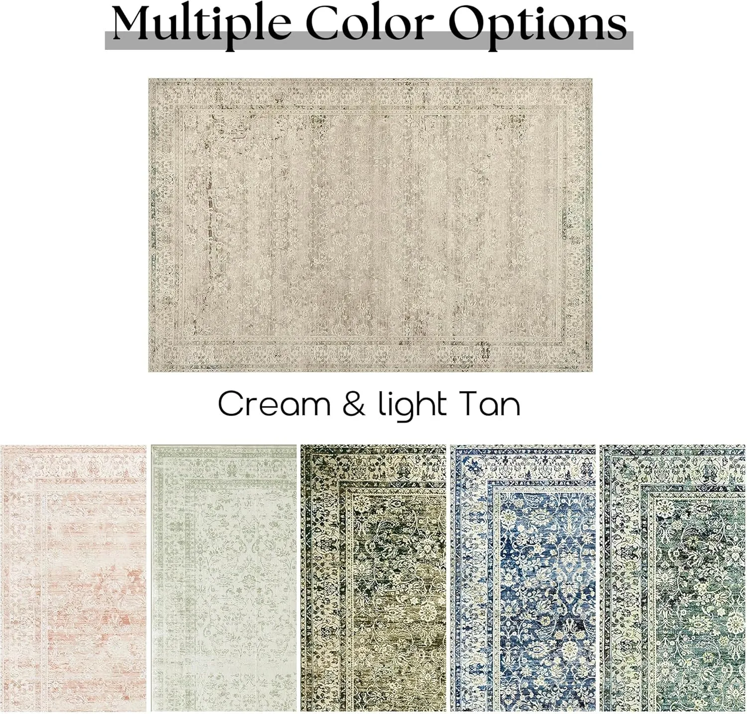Modern Farmhouse Area Rug 5 x7 Washable Floral Earth Tone Neutral Boho Nursery Rug 5x7 for Baby Boy Bedroom,Tan Brown and Cream Beige
