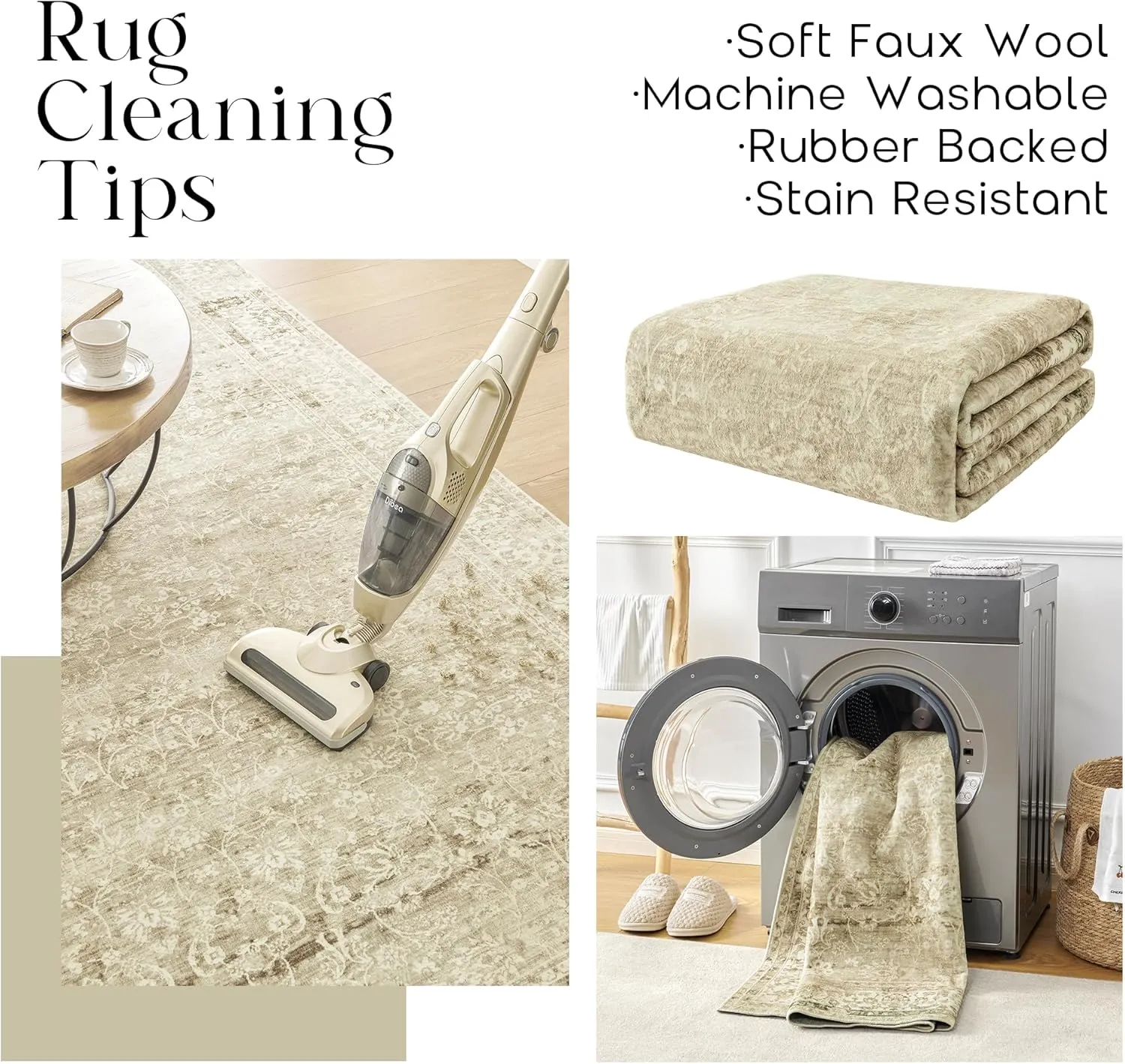 Modern Farmhouse Area Rug 5 x7 Washable Floral Earth Tone Neutral Boho Nursery Rug 5x7 for Baby Boy Bedroom,Tan Brown and Cream Beige