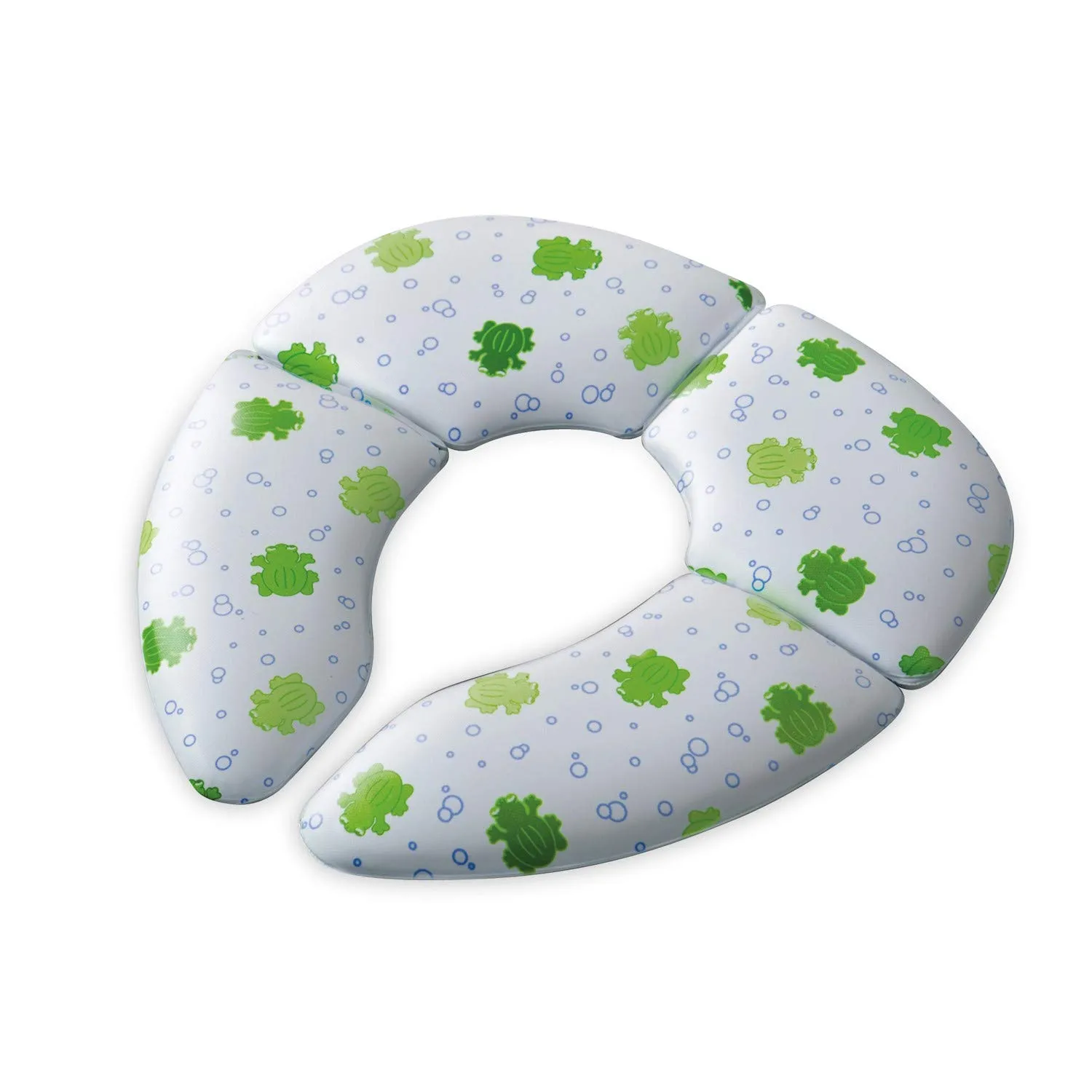 Mommy's Helper Cushie Traveler Folding Padded Potty Seat in White with Frog Design, Includes Convenient Carry Bag for Easy Transport