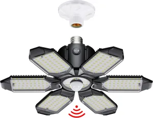 Motion Sensor Garage Light, 20000LM 200W Garage Lights Ceiling Led Motion Activated,Motion Light Indoor with Dusk to Dawn, E26/E27 Screw in Shop Light for Basement Barn Attic Warehouse