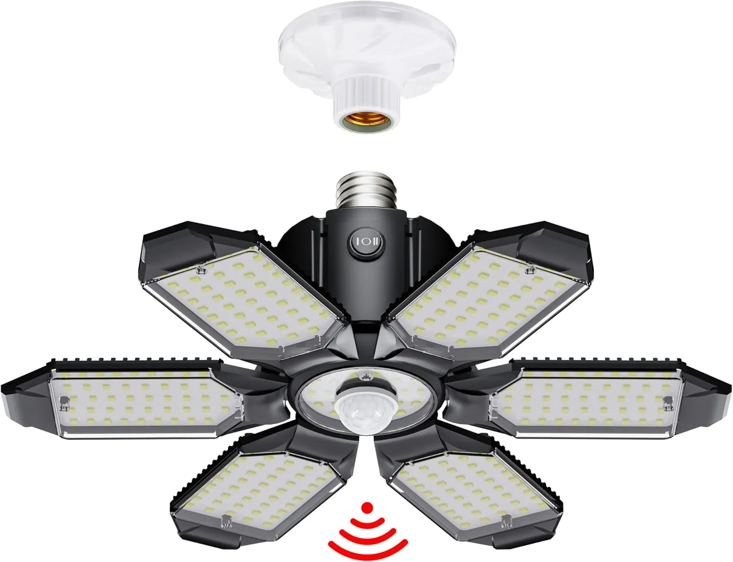 Motion Sensor Garage Light, 20000LM 200W Garage Lights Ceiling Led Motion Activated,Motion Light Indoor with Dusk to Dawn, E26/E27 Screw in Shop Light for Basement Barn Attic Warehouse