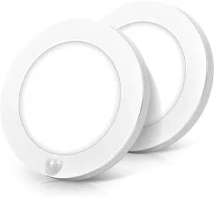 Motion Sensor LED Ceiling Light, 15W(100W Equivalent) & 1200LM, 3 Colors in 1(3000K/4000K/5000K), 7.5inch Flush Mount Lighting Fixture for Doorway, Stairway, Corridor, Pack of 2, Non-Dimmable, White
