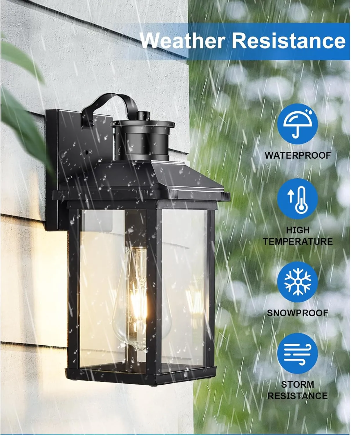 Motion Sensor Outdoor Lights Porch Light Dusk to Dawn Exterior Lighting Fixtures Black Outdoor House Lights Wall Mount for Garage Front Door,Waterproof,1 Pack