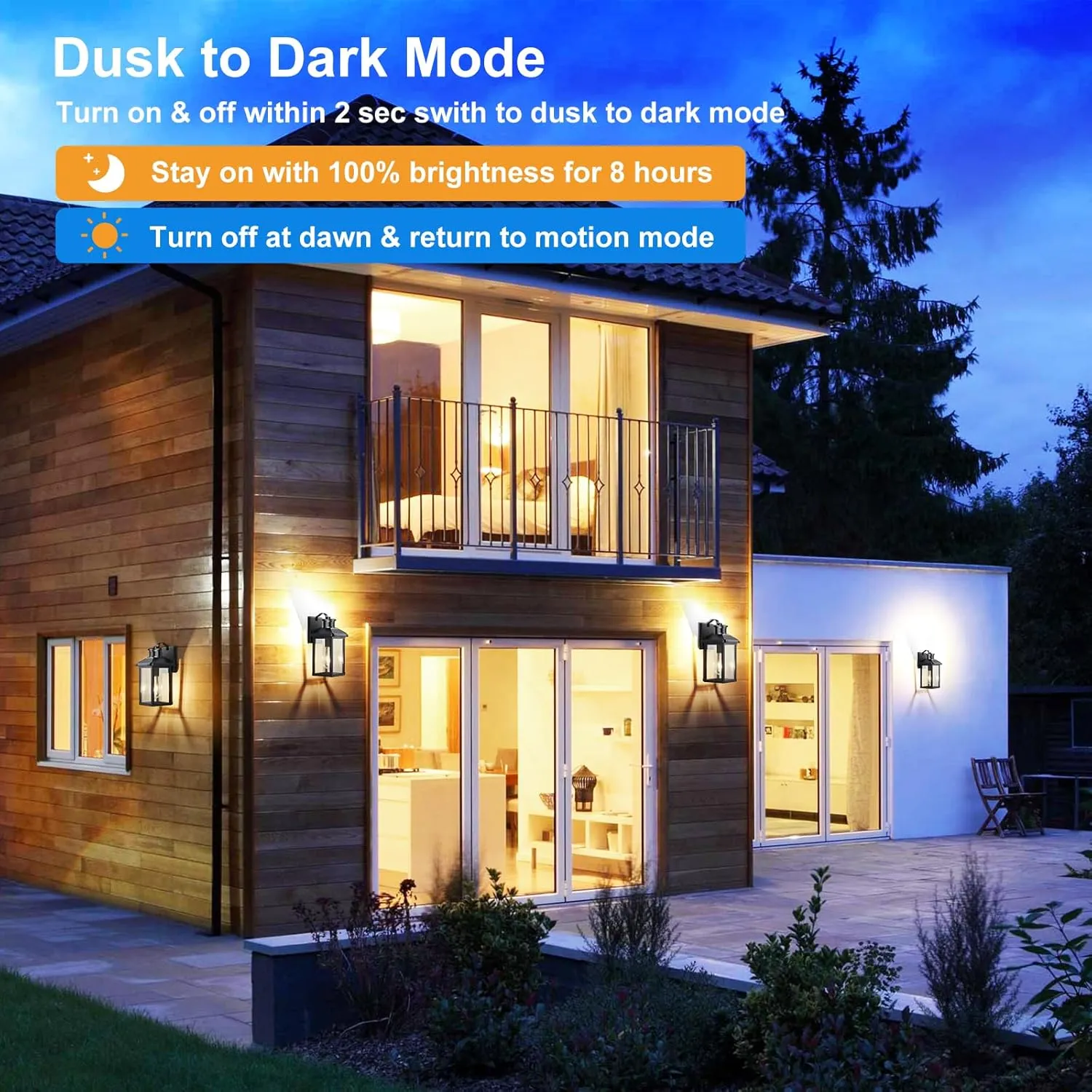 Motion Sensor Outdoor Lights Porch Light Dusk to Dawn Exterior Lighting Fixtures Black Outdoor House Lights Wall Mount for Garage Front Door,Waterproof,1 Pack