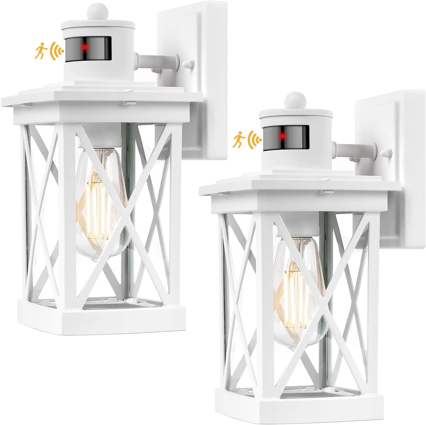 Motion Sensor Outdoor Lights Wall Mount, 2 Packs White Dusk to Dawn Waterproof Outside Wall Lights for House, 100% Anti-rust Aluminum Exterior Light Fixtures Wall Lanterns for Porch Garage Patio