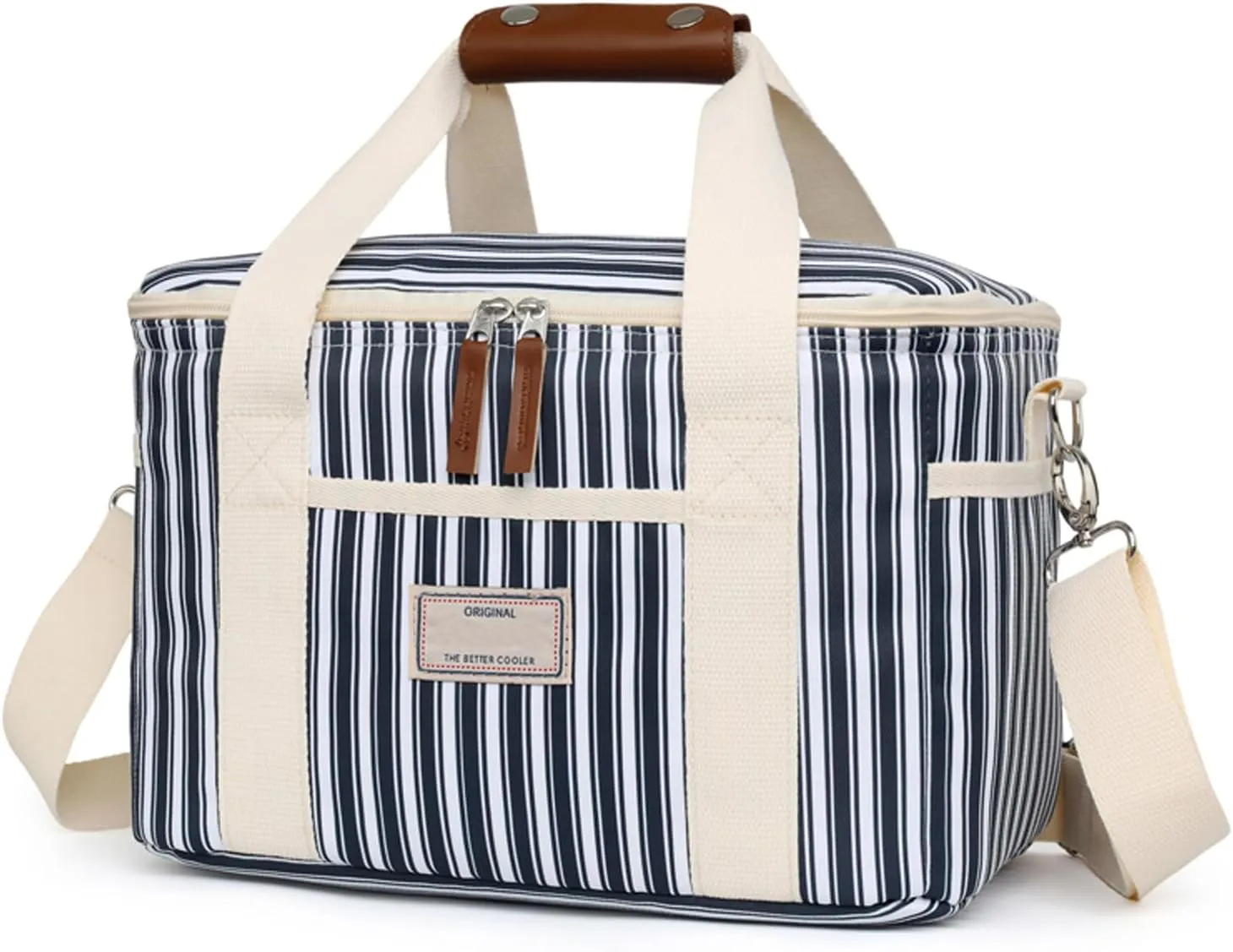 Nanxson 15L/29L Extra Large Insulated Lunch Bag for Women Adult Reusable Leakproof Picnic Lunch Box Freezable Cooler Tote Bag (15L,A-Navy Stripe)