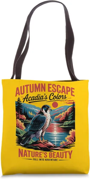 National Park Acadia Autumn Nature Lover Peregrine Falcon Tote Bag