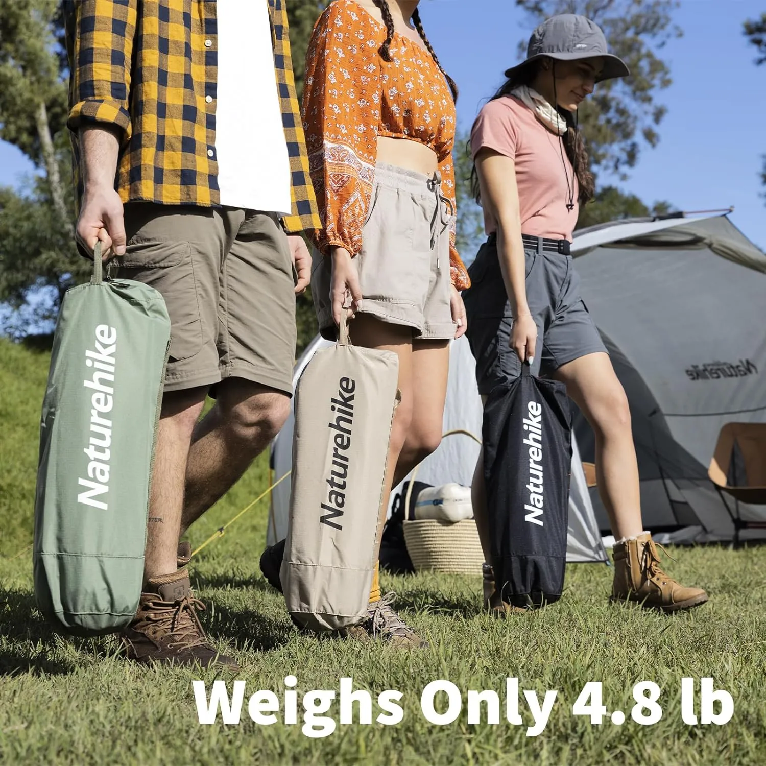 Naturehike Ultralight Camping Cot, Easy to Assemble Folding Tent Cot, Compact & Protable Camping Bed for Camping, Mountaineering, & Hiking, Supports 330lbs with Carry Bag, Kahki