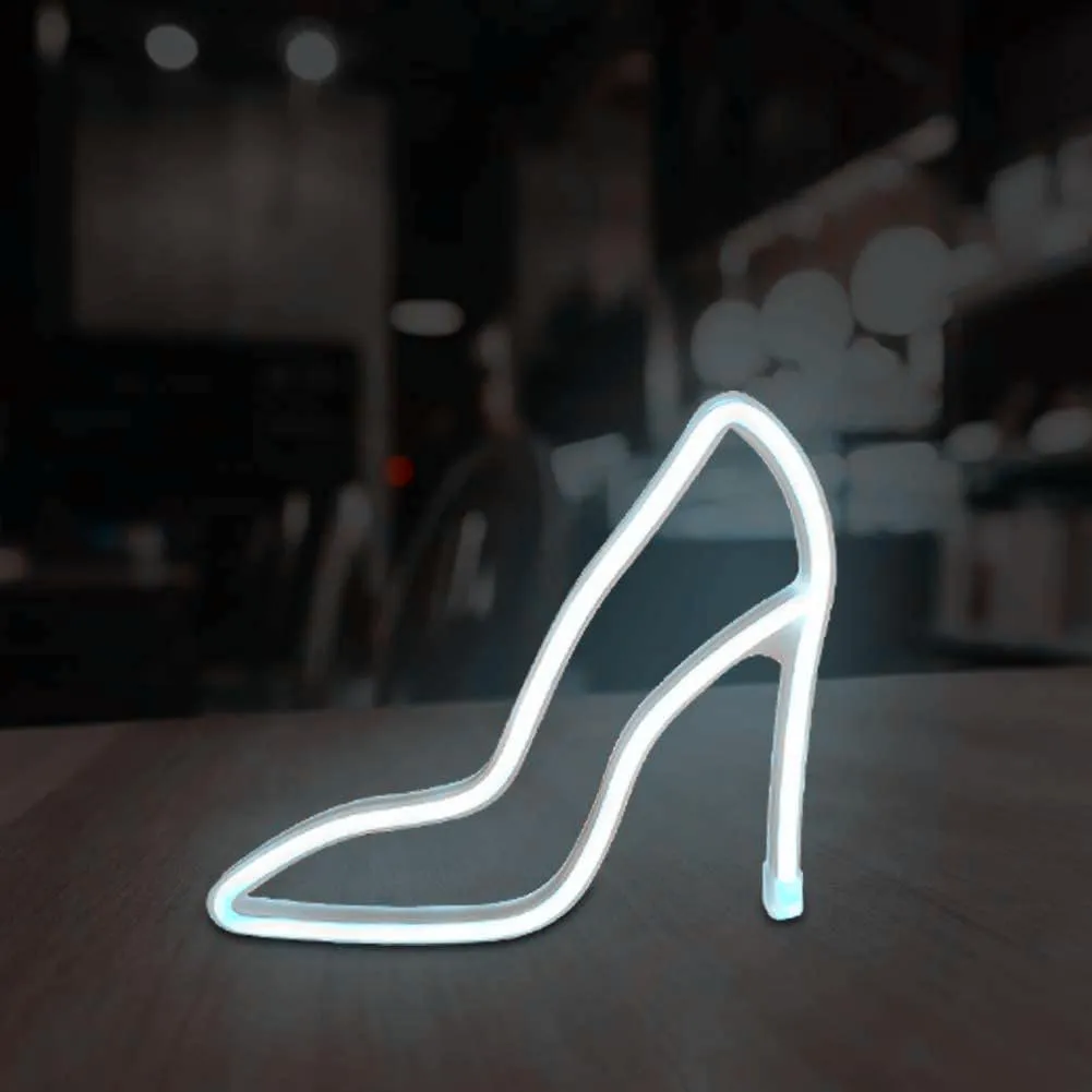 Neon Sign, Cat Neon Sign LED Neon Light Night Lamp USB Battery Powered Led Neon Light Sign (High Heels, White)