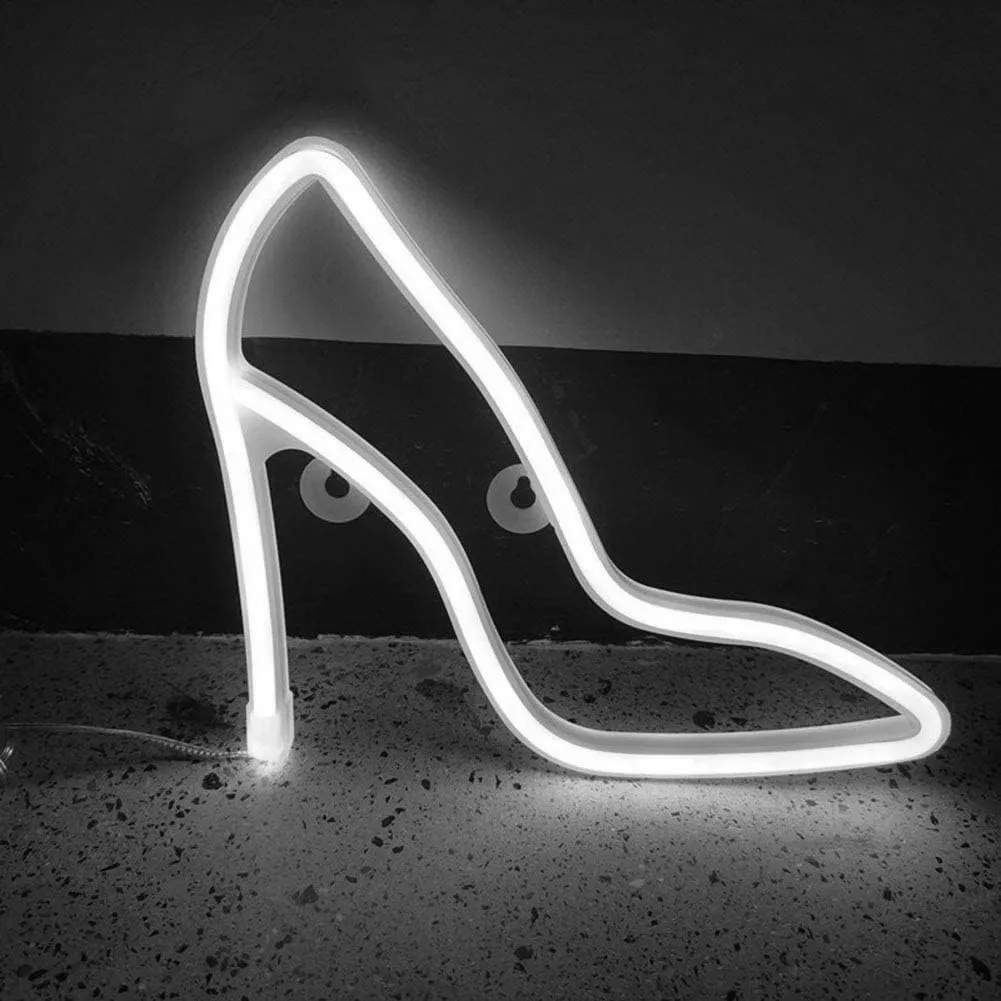 Neon Sign, Cat Neon Sign LED Neon Light Night Lamp USB Battery Powered Led Neon Light Sign (High Heels, White)