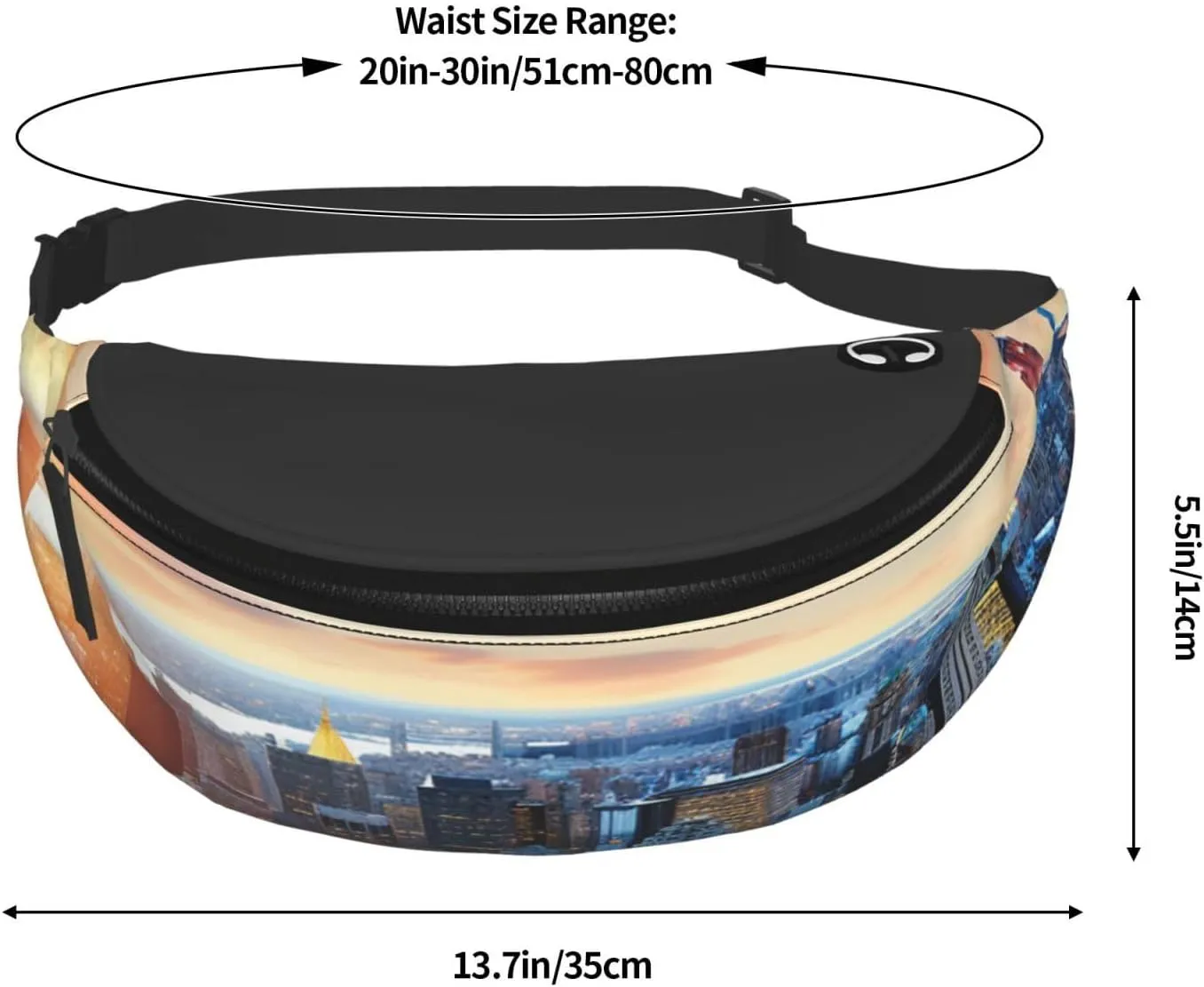 New York City Skyline Fanny Pack for Man Women Waist Bag Adjustable Belt Casual Chest Bag Bum Bags for Travel Sports Running Hiking Waist Packs