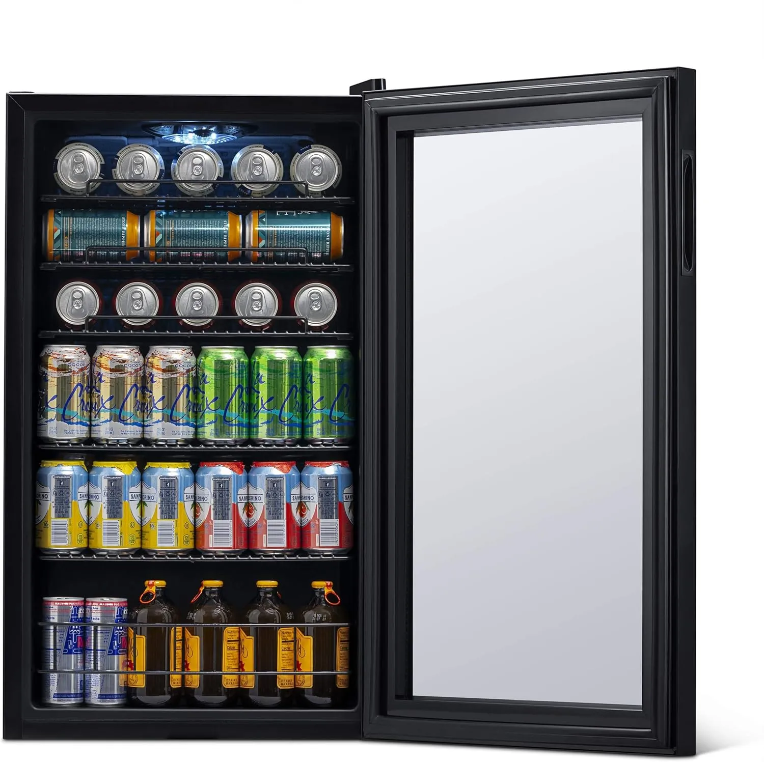 NewAir Beverage Refrigerator 126 Cans, Free Standing Cooler with Right Hinge Glass Door Beverage Cooler, Mini Fridge Beverage Organizer For Beer, Wine, Soda, And Cooler Drinks