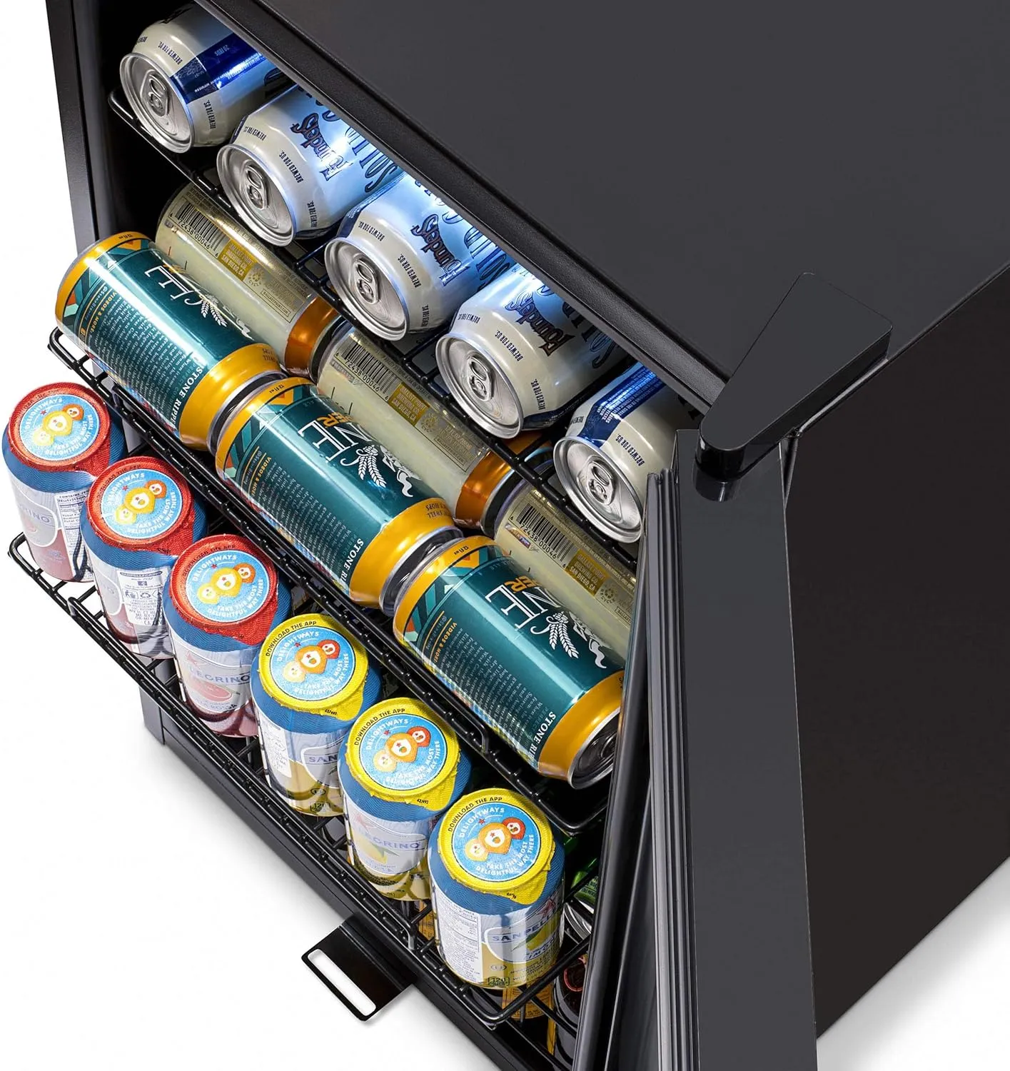 NewAir Beverage Refrigerator 126 Cans, Free Standing Cooler with Right Hinge Glass Door Beverage Cooler, Mini Fridge Beverage Organizer For Beer, Wine, Soda, And Cooler Drinks