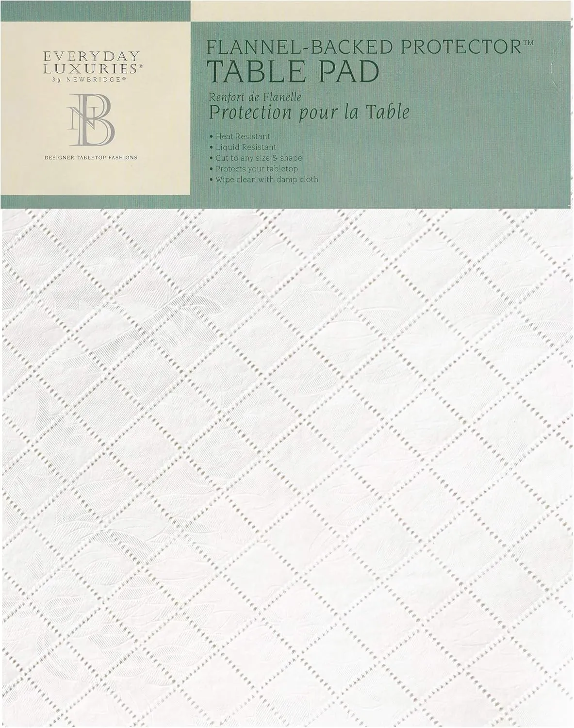 Newbridge Quilted Waterproof Cut to Fit Table Pad Protector with Flannel Backing, Heat Resistant, Wipe Clean, Cushioned Pad Protects Table from Spills and Scratches, 52" x 120"