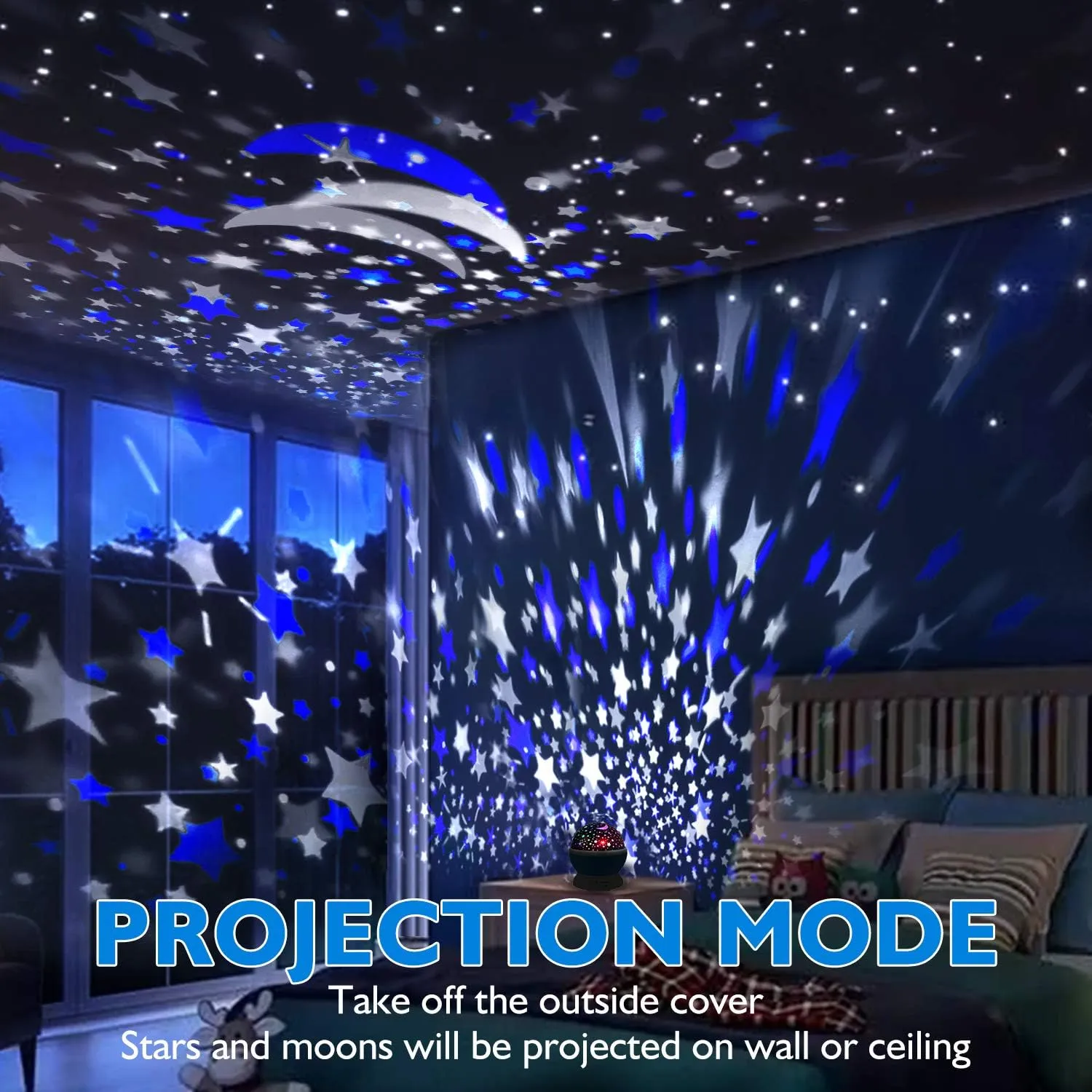 Night Light, Star Night Light, Nebula Star Projector 360 Degree Rotation - 4 LED Bulbs 12 Light Color Changing with USB Cable, Romantic Gifts for Men Women Children