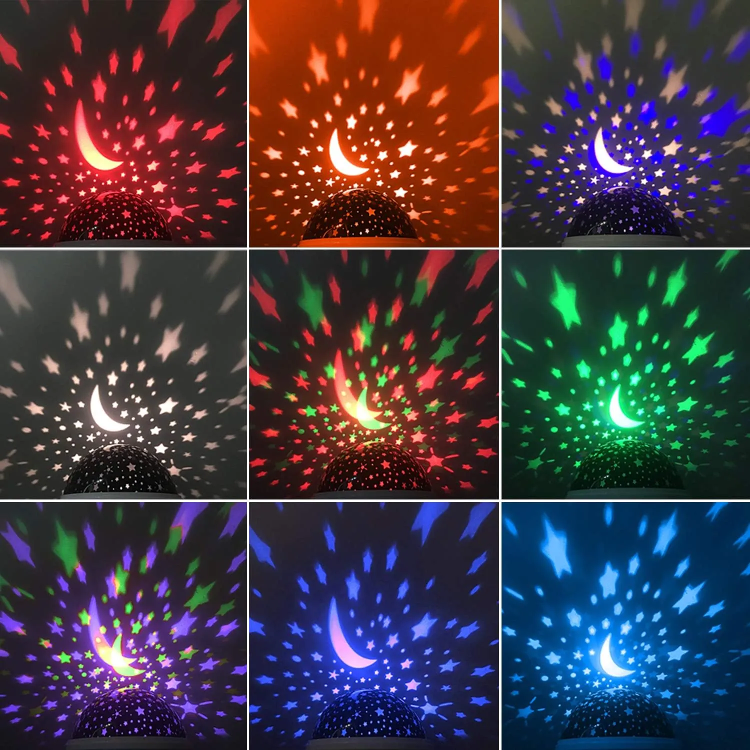 Night Light, Star Night Light, Nebula Star Projector 360 Degree Rotation - 4 LED Bulbs 12 Light Color Changing with USB Cable, Romantic Gifts for Men Women Children