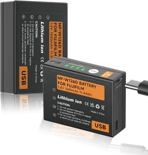 NP-W126 Battery,Fuji NP-W126s Battery for Fujifilm x100vi,Fuji X-T100, X-T200, X100F, X100V, X-S10, X-A5, X-A10, X-E3, X-E4, X-Pro2, X-Pro3, X-T1, X-T2, X-T3, X-T10, X-T20, X-T30, X-T30 II (2 pack)