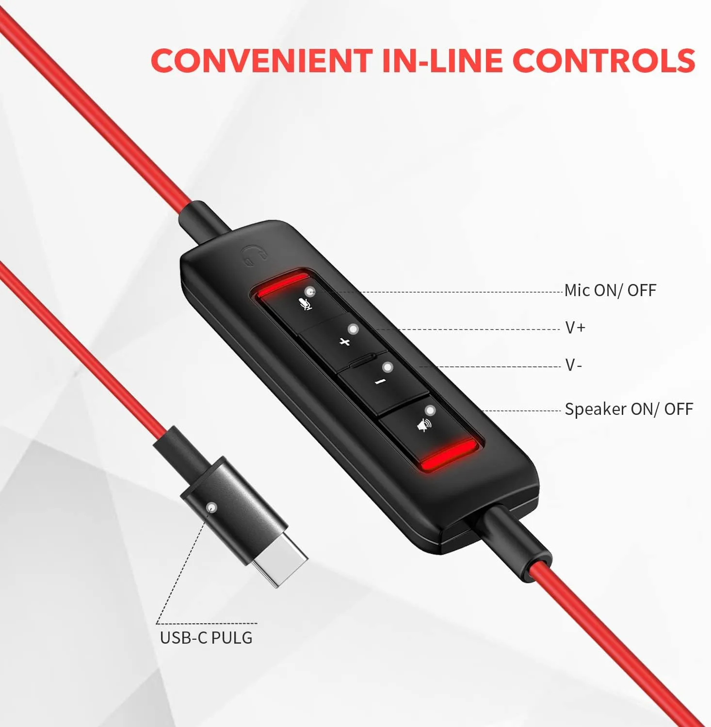 NUBWO USB C Headset with Mic for Laptop, Phone,Headphones with Noise Cancelling Microphone for Computer, On-Ear Wired Office Call Center Headset for Boom SkypeWebinars, in-line Control