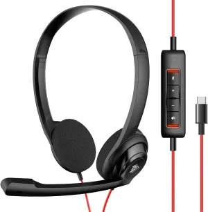 NUBWO USB C Headset with Mic for Laptop, Phone,Headphones with Noise Cancelling Microphone for Computer, On-Ear Wired Office Call Center Headset for Boom SkypeWebinars, in-line Control