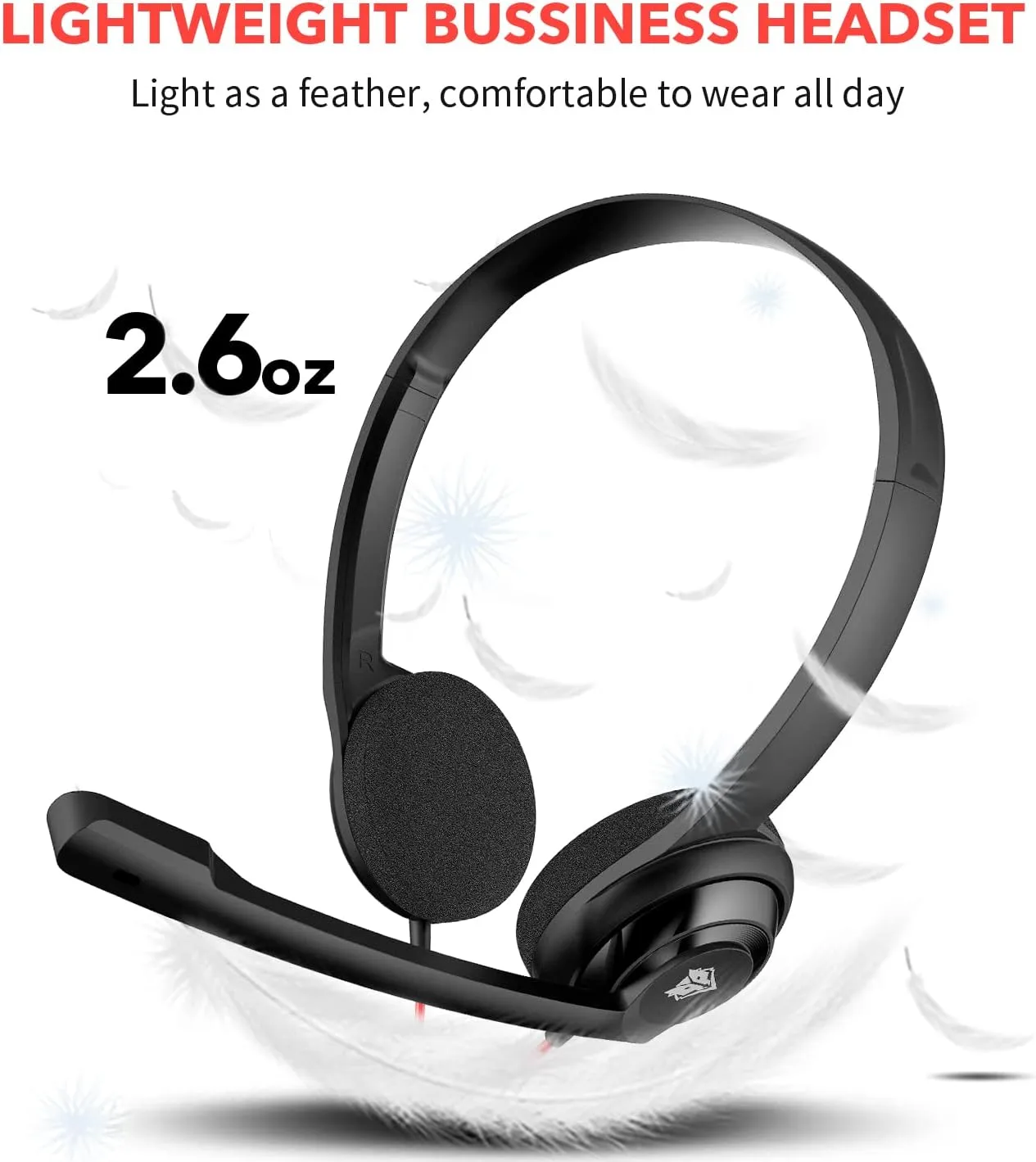 NUBWO USB C Headset with Mic for Laptop, Phone,Headphones with Noise Cancelling Microphone for Computer, On-Ear Wired Office Call Center Headset for Boom SkypeWebinars, in-line Control