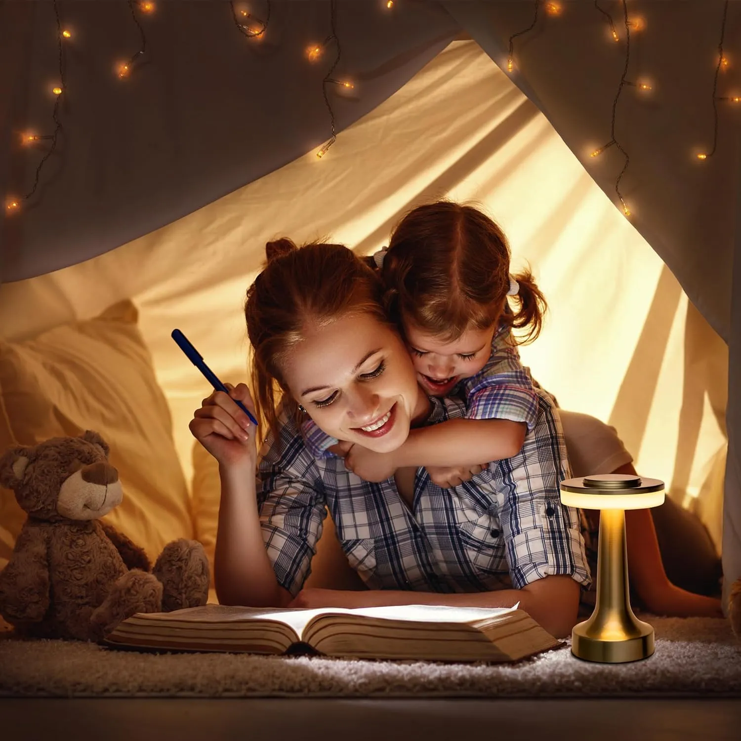 O’Bright Portable LED Table Lamp with Touch Sensor, 3-Levels Brightness, Rechargeable Battery Up to 48 Hours Usage, Night Light for Kids Nursery, Nightstand Lamp, Bedside Lamp (Gold)