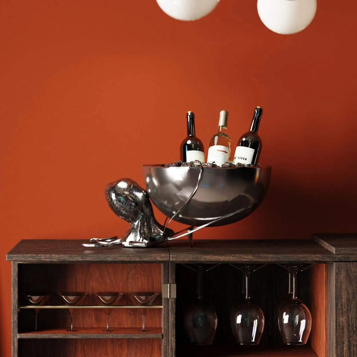 Octopus Wine Cooler, Aluminium, Silver