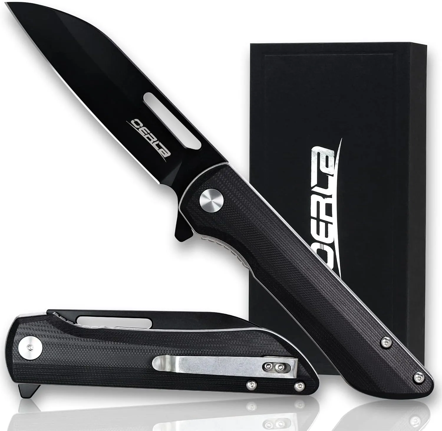 OERLA Knight EDC Folding Pocket Knife 4" D2 Steel Blade with G10 Handle and Deep Pocket Clip for Men and Women of Outdoor Camping Survival and Hiking Knives
