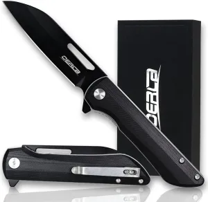 OERLA Knight EDC Folding Pocket Knife 4" D2 Steel Blade with G10 Handle and Deep Pocket Clip for Men and Women of Outdoor Camping Survival and Hiking Knives