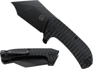 Off-Grid Knives - Raptor EDC Folding Knife with Tumbled Black D2 Steel, Grippy G10, Bearings, Deep Carry Left & Right, Hawkbill Tip, Stout Everyday Carry