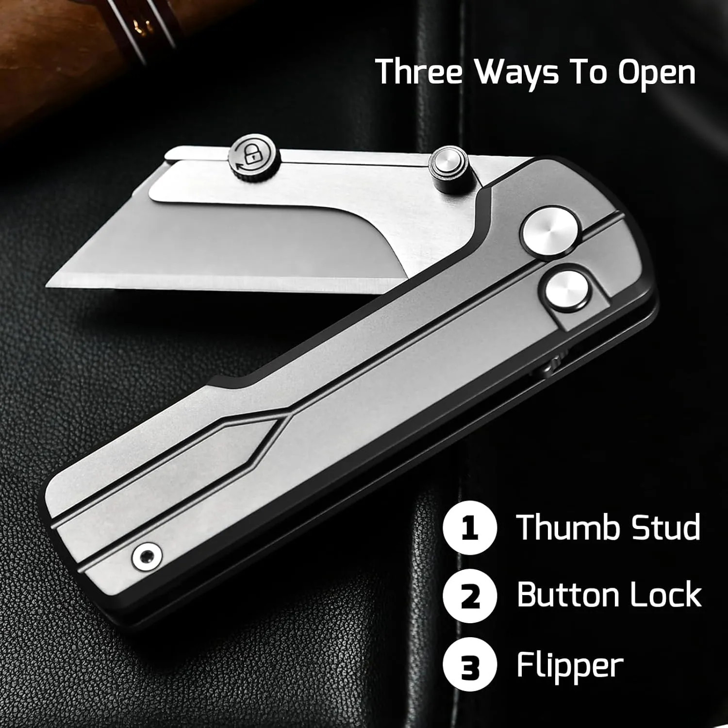 OKNIFE Otacle U1 Ti Folding Titanium Utility Knife with Ceramic Blade, Button Lock EDC Pocket Knife