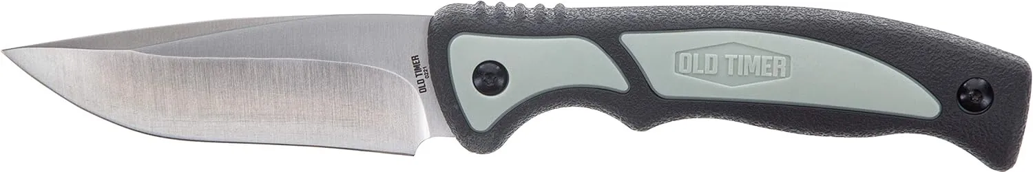 Old Timer Trail Boss 9in Fixed Blade Knife with High Carbon Stainless Steel Blade, TPE Grip Handle, and Custom Molded Sheath for Hunting, Field Dressing, Skinning, Every Day Carry, and Outdoors