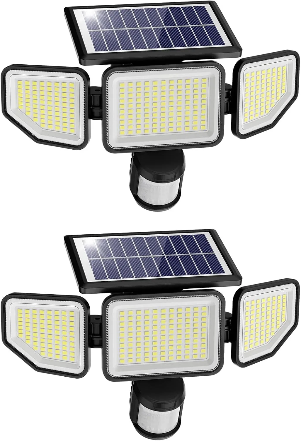Onforu 3000LM Solar Lights Outdoor, 3 Heads Security Lights with Remote Control, IP65 Waterproof Motion Sensor Lights, 3 Modes Flood Lights for Wall, Porch, Yard, Outside, 2 Pack