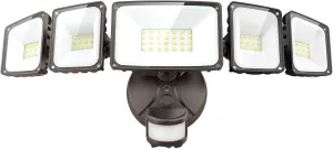 Onforu 5 Heads 55W LED Security Lights Motion Sensor Outdoor, 360° Wide Angle Illumination, 5000LM Flood Light, 6500K, IP65 Waterproof, Hardwired Wall Light for Garage, Yard, Porch, Entryway (Brown)