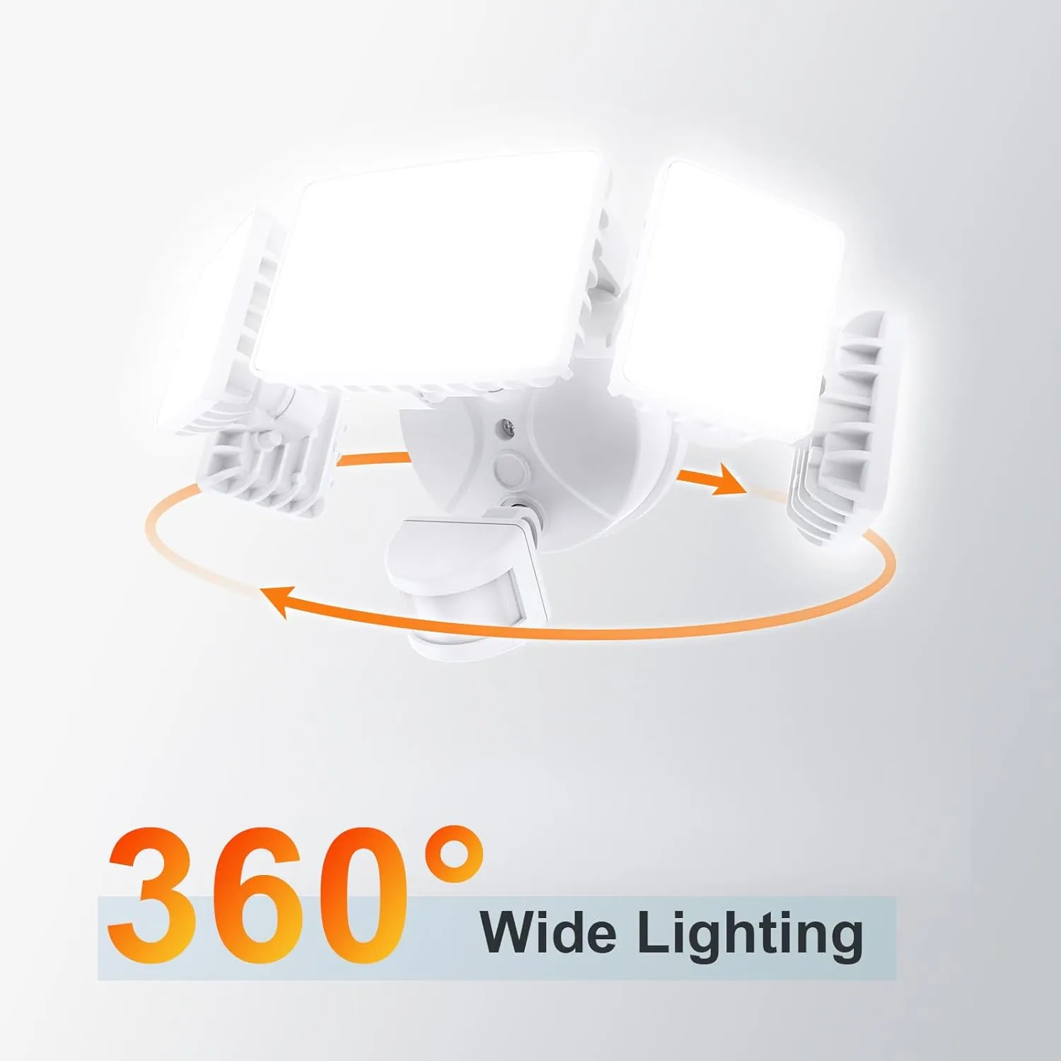 Onforu 5 Heads 55W LED Security Lights Motion Sensor Outdoor, 360° Wide Angle Illumination, 5000LM Flood Light, 6500K, IP65 Waterproof, Hardwired Wall Light for Garage, Yard, Porch, Entryway (White)