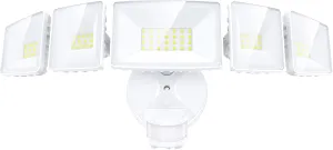 Onforu 5 Heads 55W LED Security Lights Motion Sensor Outdoor, 360° Wide Angle Illumination, 5000LM Flood Light, 6500K, IP65 Waterproof, Hardwired Wall Light for Garage, Yard, Porch, Entryway (White)