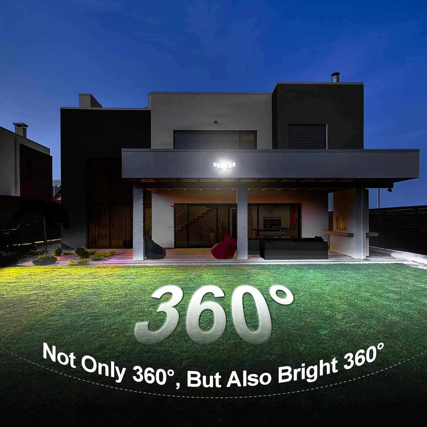 Onforu 5 Heads 55W LED Security Lights Motion Sensor Outdoor, 360° Wide Angle Illumination, 5000LM Flood Light, 6500K, IP65 Waterproof, Hardwired Wall Light for Garage, Yard, Porch, Entryway (White)