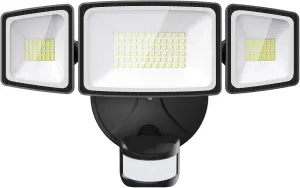 Onforu 65W LED Security Lights Motion Sensor Light Outdoor, 6500LM, 6500K, IP65 Waterproof, Flood Light Outdoor Motion Detector with Adjustable 3 Head, Hardwired Wall Light for Entryway, Yard, Garage