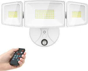 Onforu Dusk to Dawn Outdoor Lighting,60W 6000LM Flood Lights Outdoor,Security Lights Wired with Remote,IP65 Waterproof Led Outdoor Light,3 Adjustable Heads Photocell Light for Garage Patio Yard,White