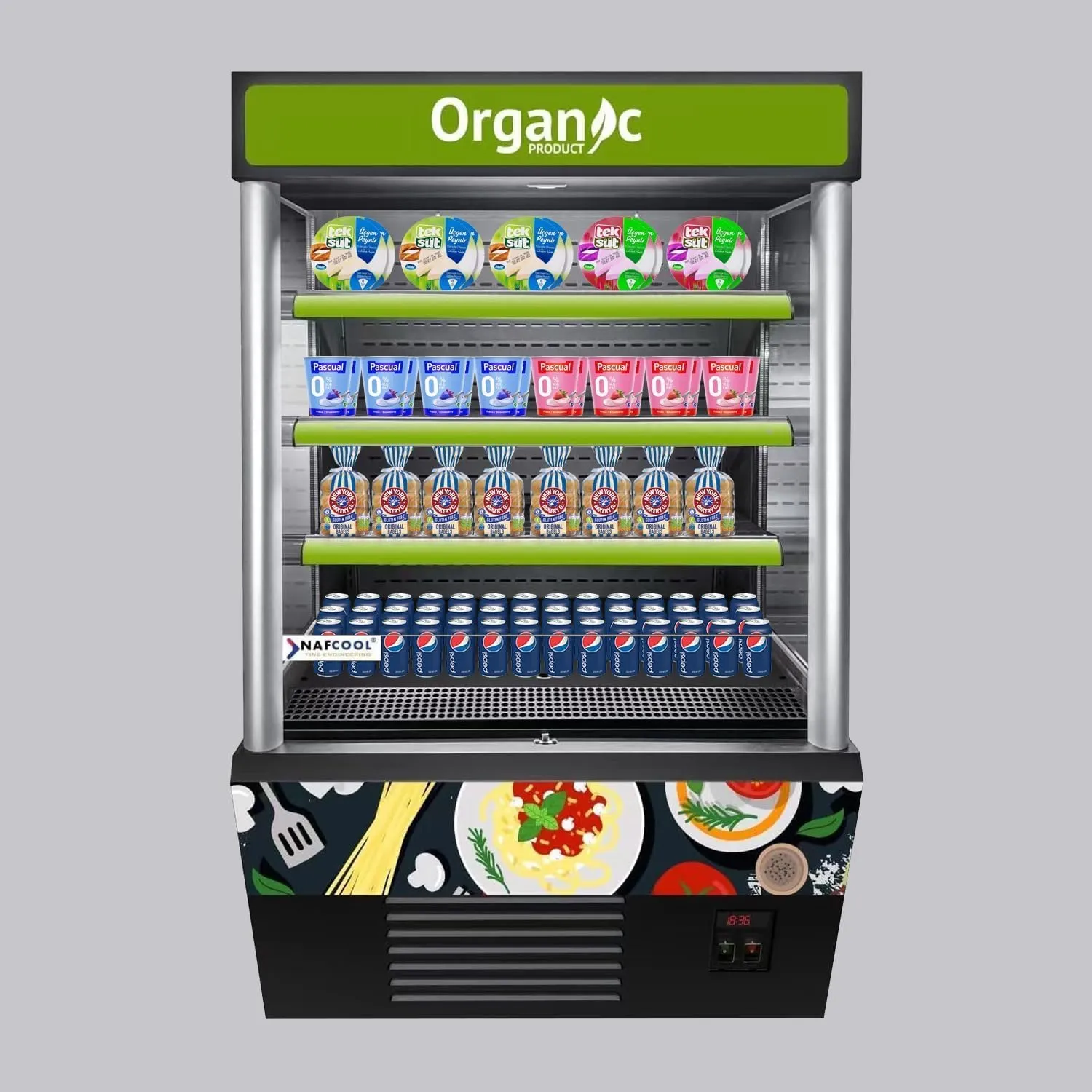 Open Air Merchandiser Commercial Refrigerator, Grab and Go Merchandiser Display Cooler