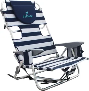 Ostrich Deluxe On-Your-Back Backpack Reclining Beach Pool Camping Chair, Striped