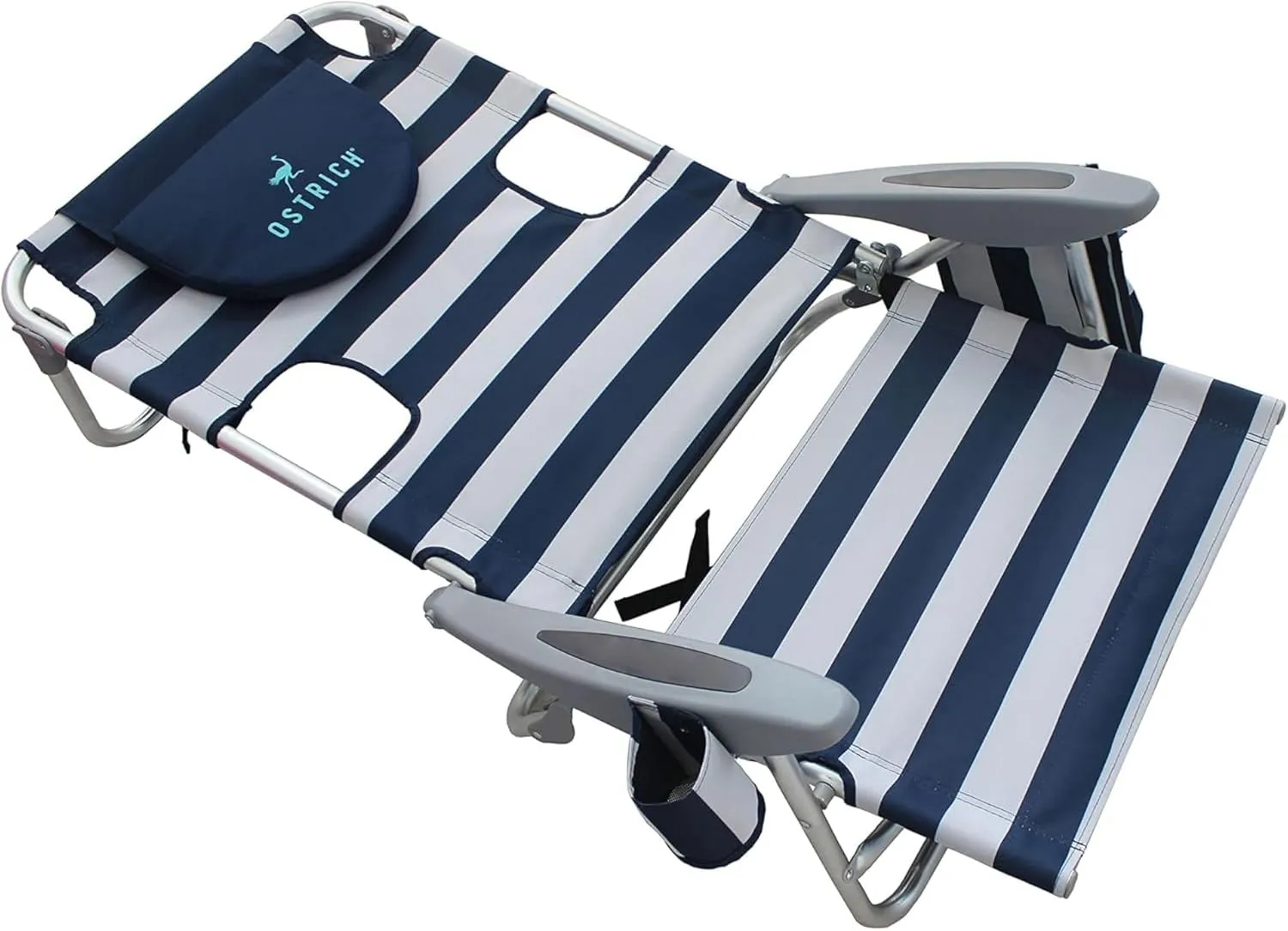 Ostrich Deluxe On-Your-Back Backpack Reclining Beach Pool Camping Chair, Striped