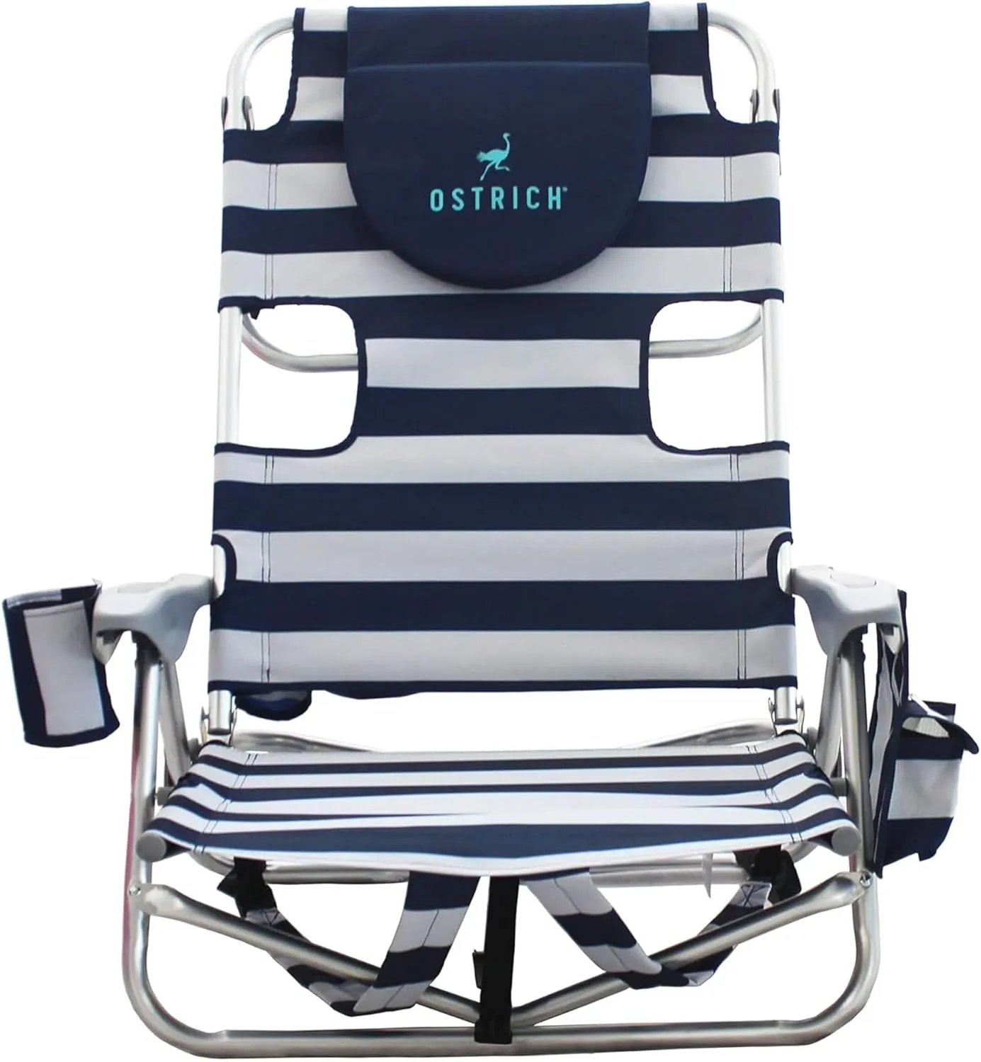 Ostrich Deluxe On-Your-Back Backpack Reclining Beach Pool Camping Chair, Striped