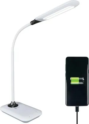 OttLite Enhance LED Sanitizing Desk Lamp with USB Charging – Eliminates up to 99.9% of Bacteria, Touch Activated, Flexible Neck, Modern Light for Reading, Crafting & Office Desktop