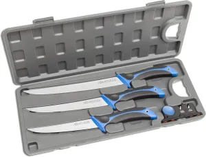OUTDOOR EDGE Fillet Knife Set | ReelFlex Pak Features 3 Razor-Sharp Flexible Fillet Knives | 6", 7.5" & 9" German Stainless Blades, Non-Slip Handles, Sharpener & Hard Case | Fishing Gear & Equipment