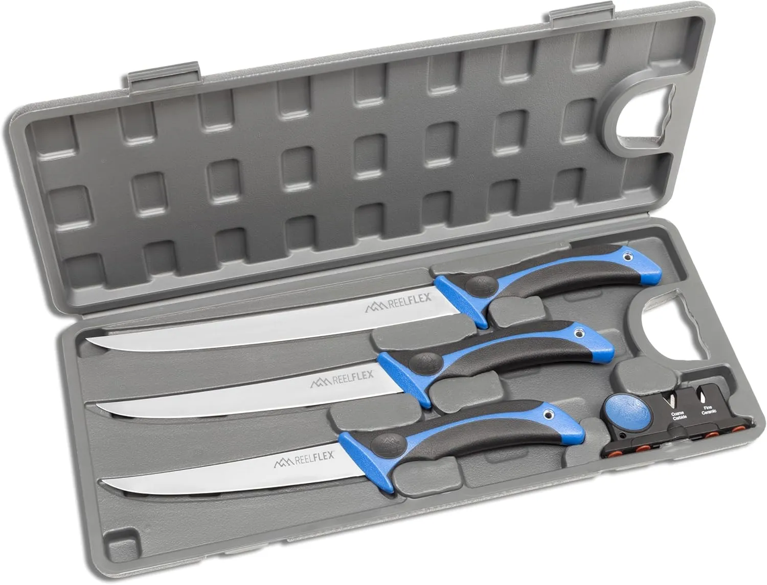 OUTDOOR EDGE Fillet Knife Set | ReelFlex Pak Features 3 Razor-Sharp Flexible Fillet Knives | 6", 7.5" & 9" German Stainless Blades, Non-Slip Handles, Sharpener & Hard Case | Fishing Gear & Equipment